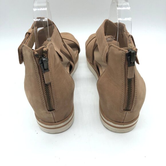 Eileen Fisher Womens Tan Nubuck Platform Sandals With Crisscross Straps Size 10 - Picture 7 of 10